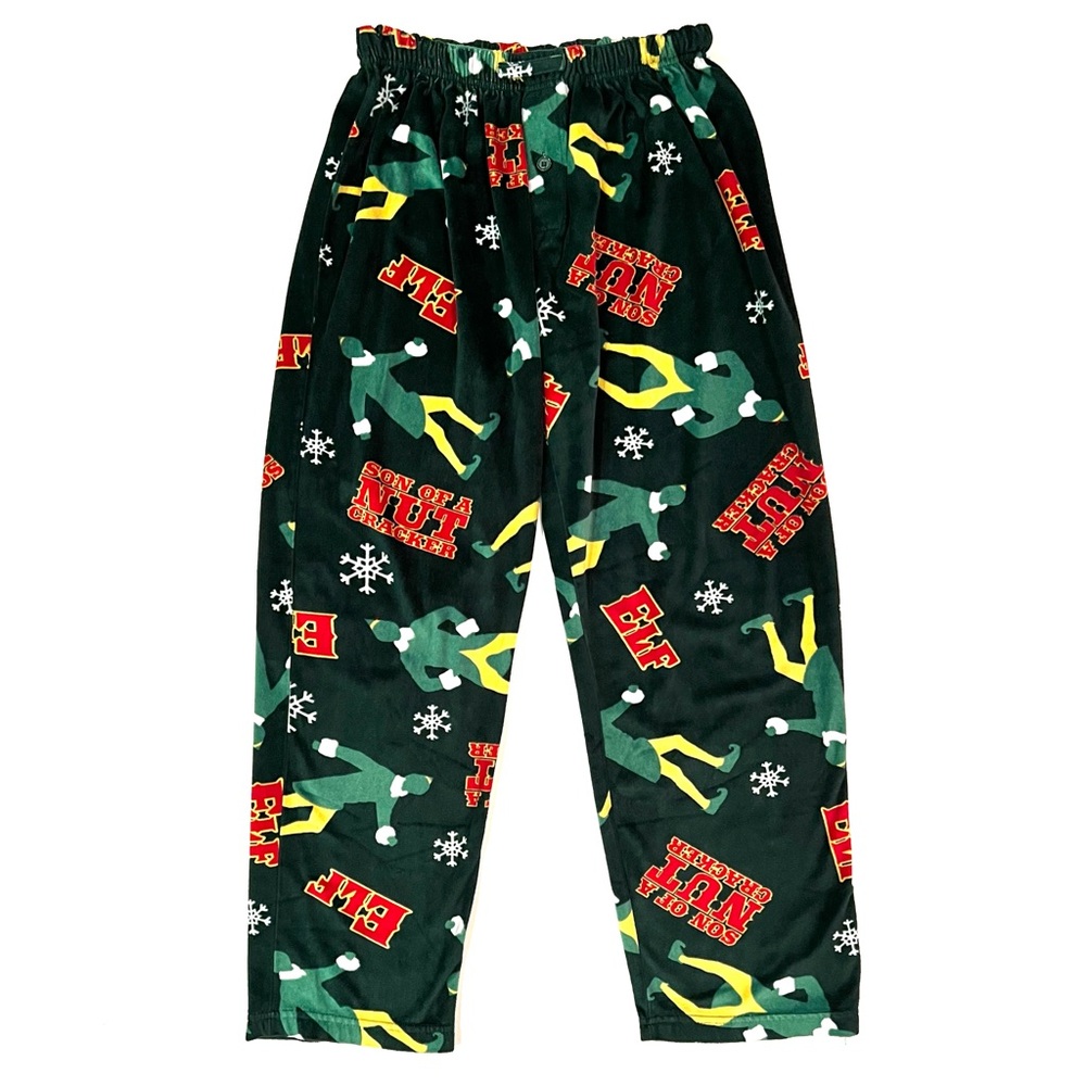 Elf the Movie Buddy Son of a Nutcracker Green Velour Lounge Pajama Pants Medium